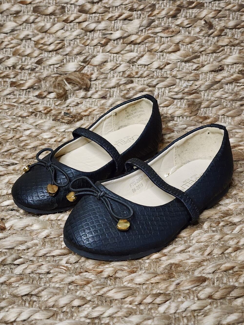 Capelli Toddler Girls Black Ballet Flats Size 8 Slip-On Shoes